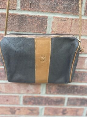 Vintage Fendi Canvas and Leather Crossbody Bag
